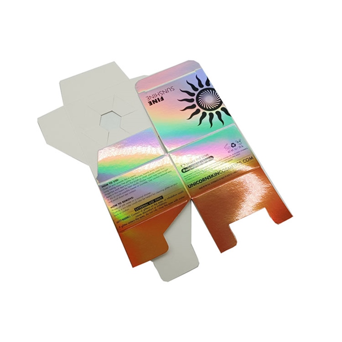 Holographic box packaging for cosmetics